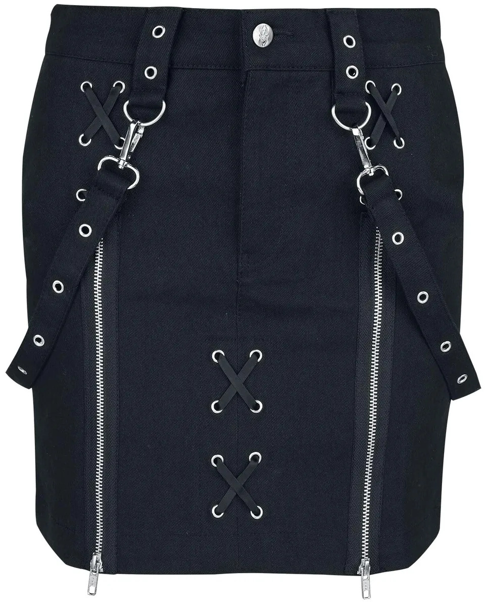 Gothicana by EMP gonna nera pizzo zip L gotica