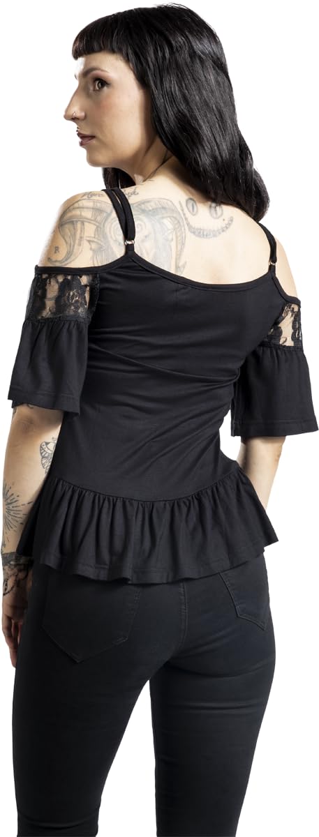 Gothicana by EMP t-shirt donna nera spalle scoperte