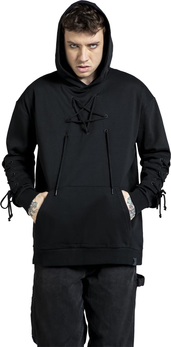 Gothicana by EMP Felpa Uomo Nera Cappuccio Pentagramma