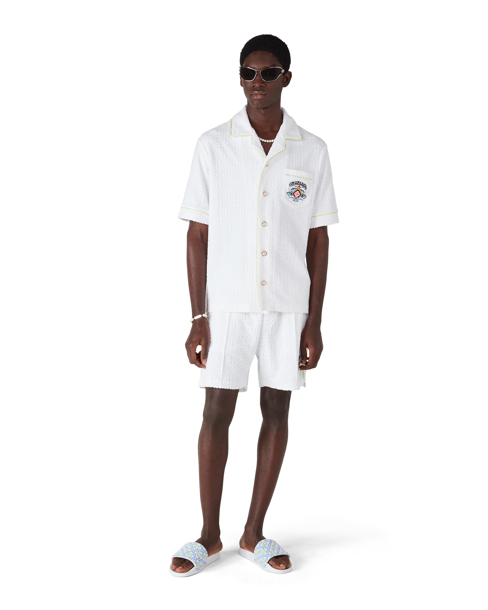 Casablanca Towelling camicia bianca spugna ricamata