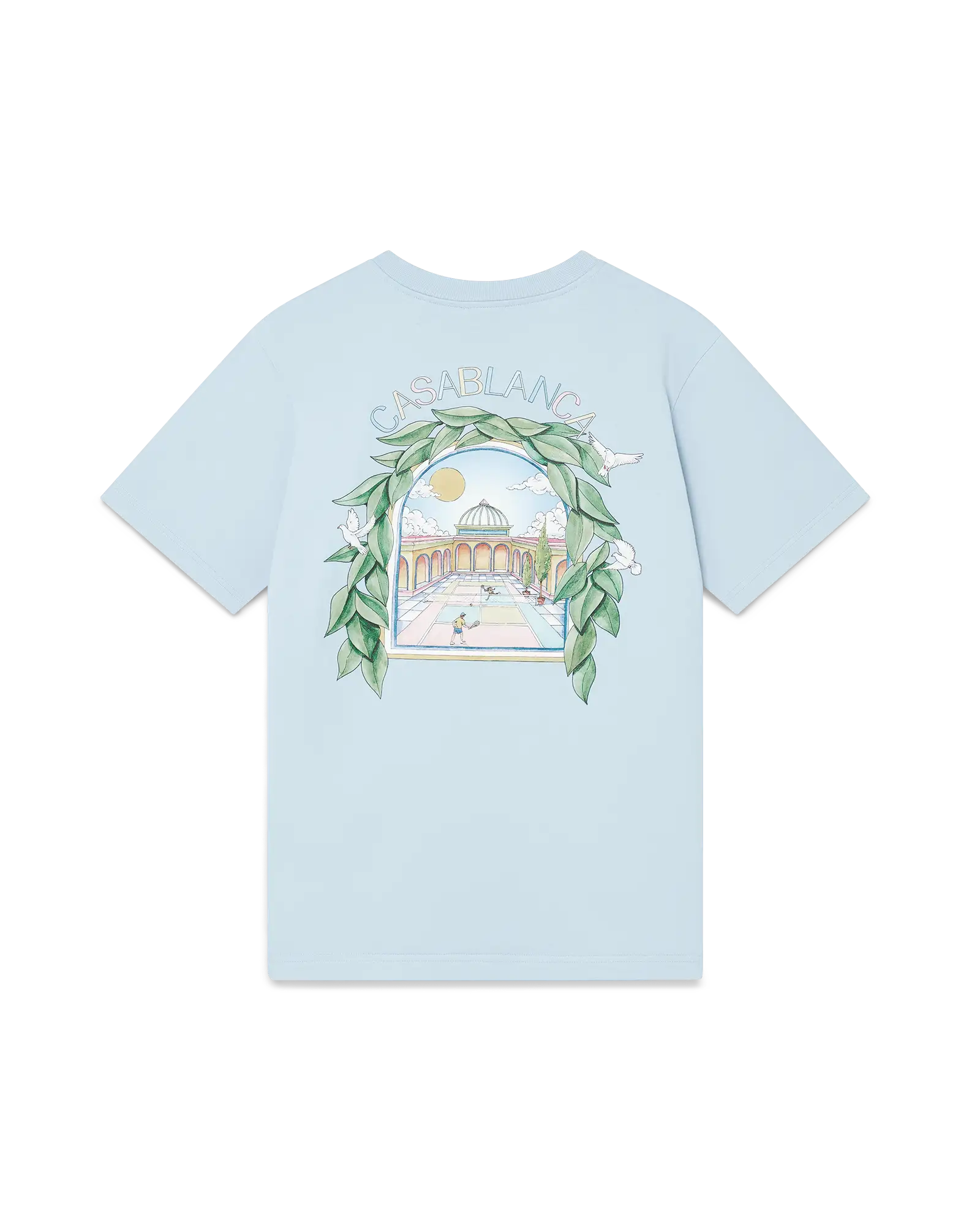 Casablanca L'Arche De Tennis t-shirt azzurro cotone organico