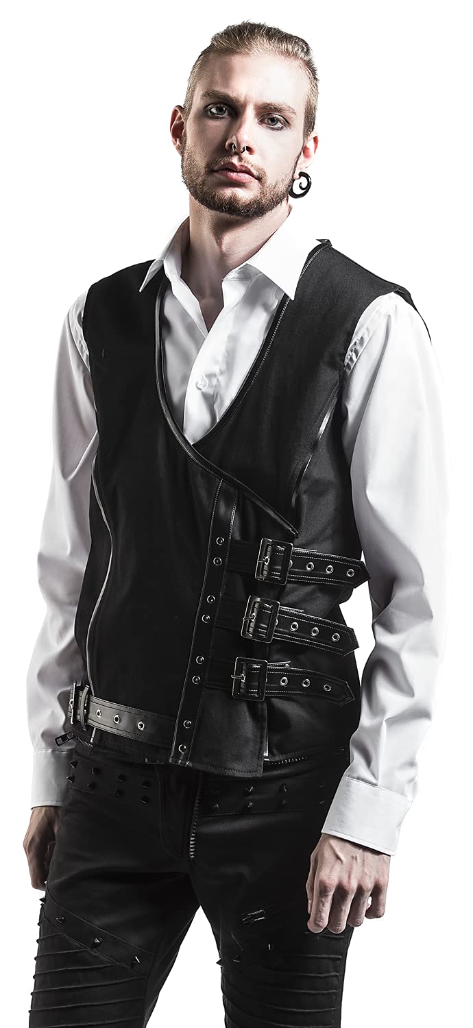 Gothicana by EMP Gilet Nero con Fibbie S Uomo