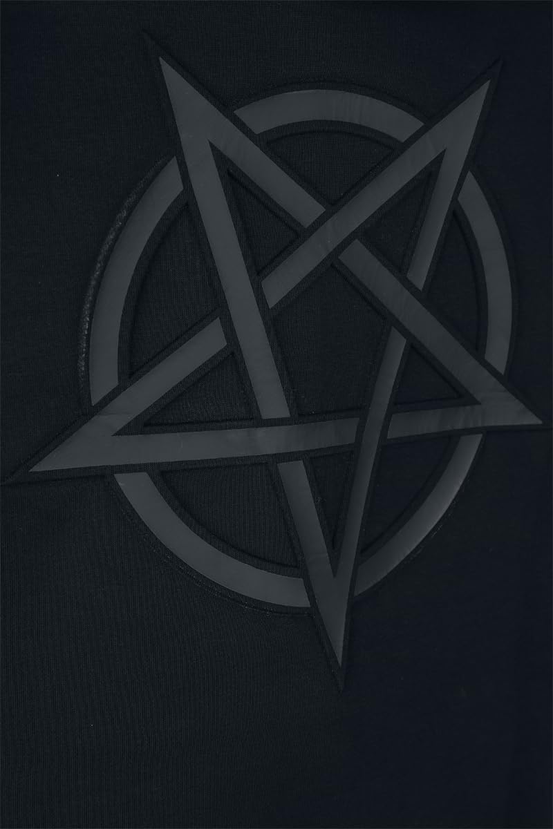 Gothicana by EMP Giacca Basic Nera Cappuccio Tasca Marsupio uomo