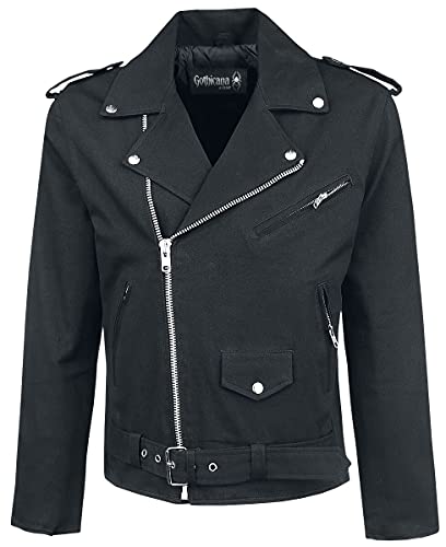 Gothicana Giacca Biker Nera Uomo Mezza Stagione