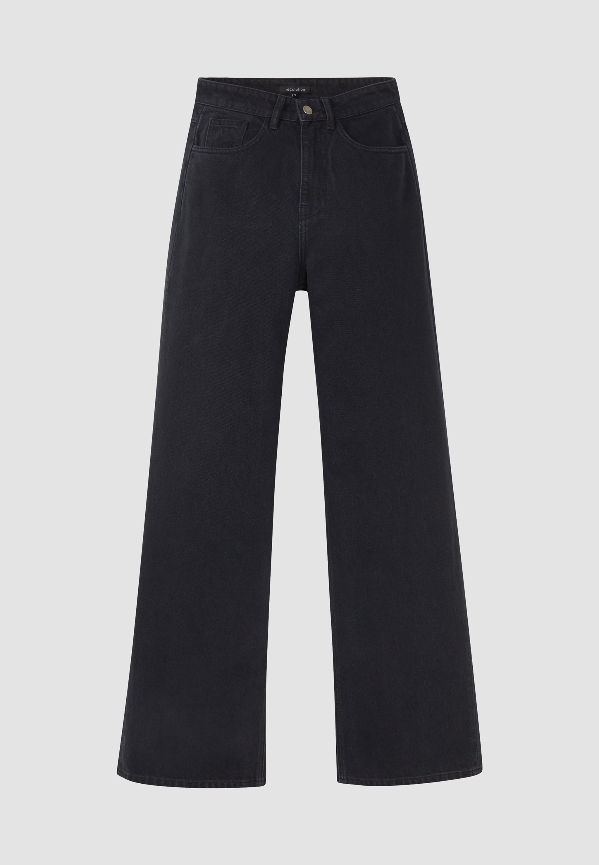 Recolution Commelina jeans larghi nero washed black cotone bio