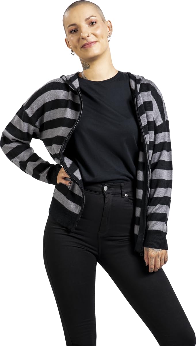Gothicana by EMP Giacca Nero Grigio Donna con cappuccio a righe