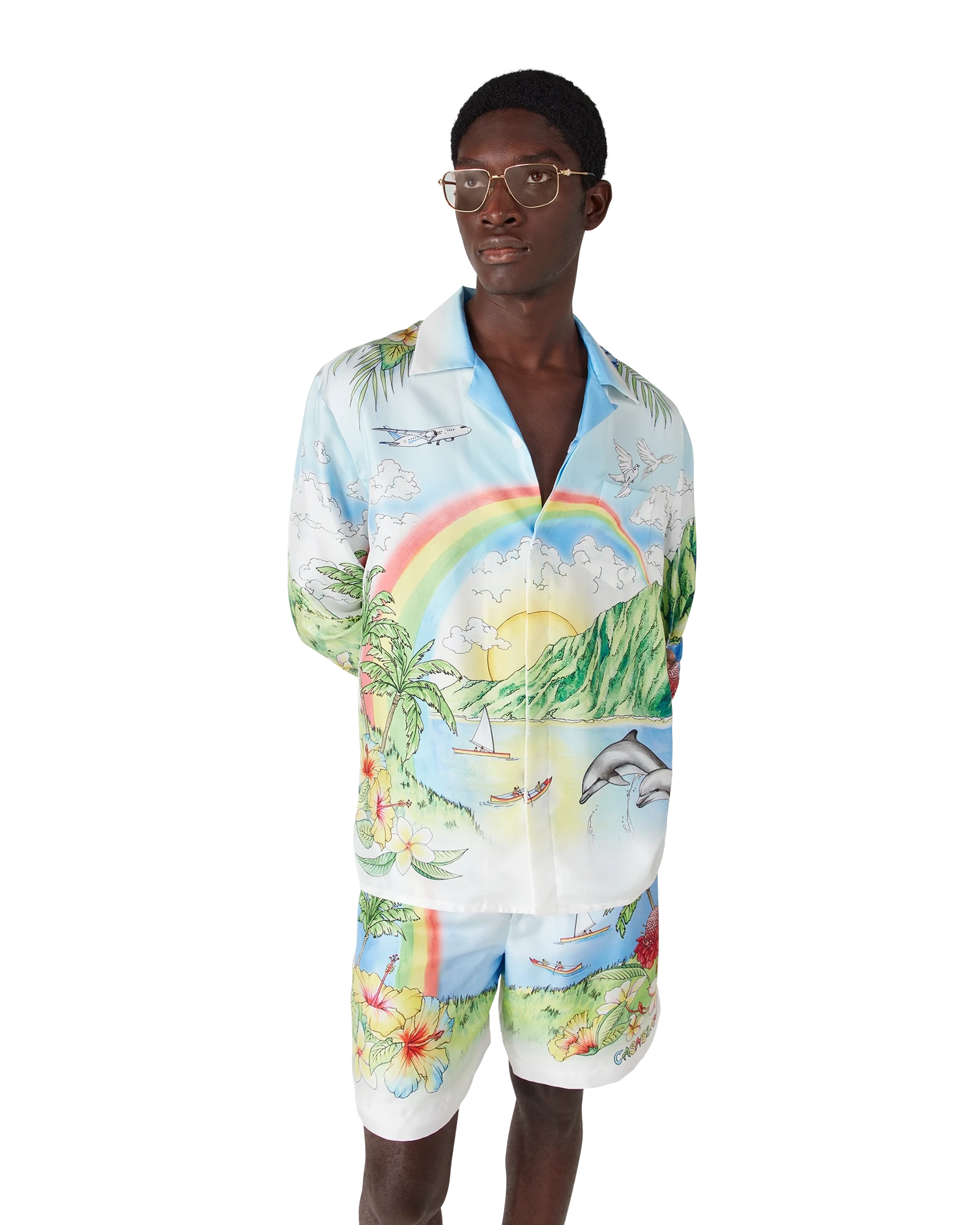 Casablanca Aloha camicia seta maniche lunghe