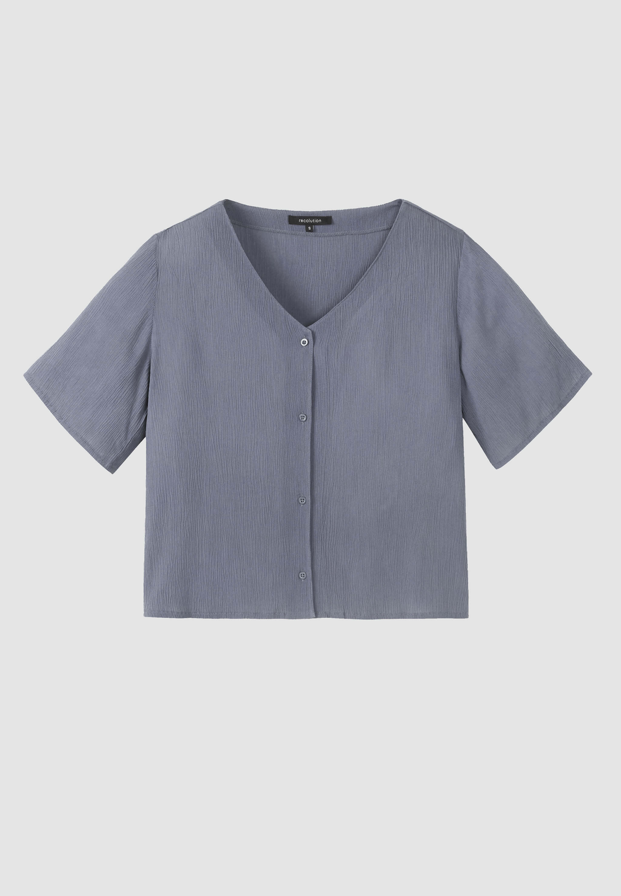 Recolution Spirea blusa azzurra manica corta viscosa