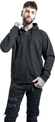 Gothicana by EMP Giacca Basic Nera Cappuccio Tasca Marsupio uomo