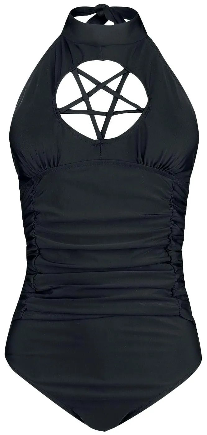 Gothicana by EMP Costume da Bagno Nero con Pentacolo