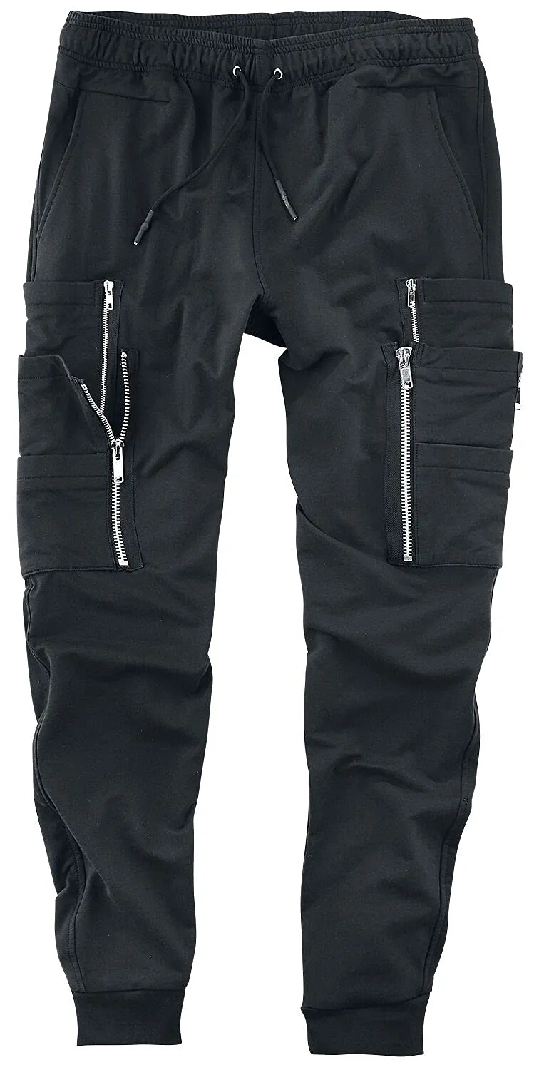 Gothicana by EMP pantaloni cargo neri con coulisse uomo