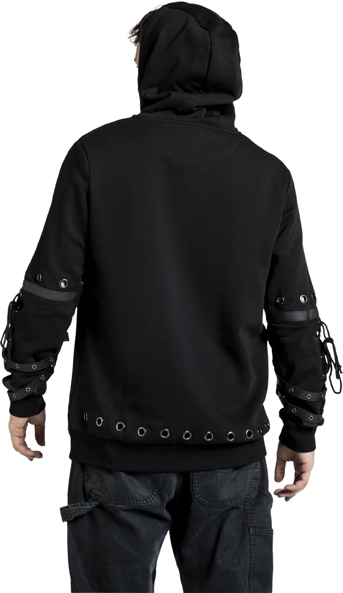 Gothicana by EMP Felpa Cappuccio Nera Borchie Uomo