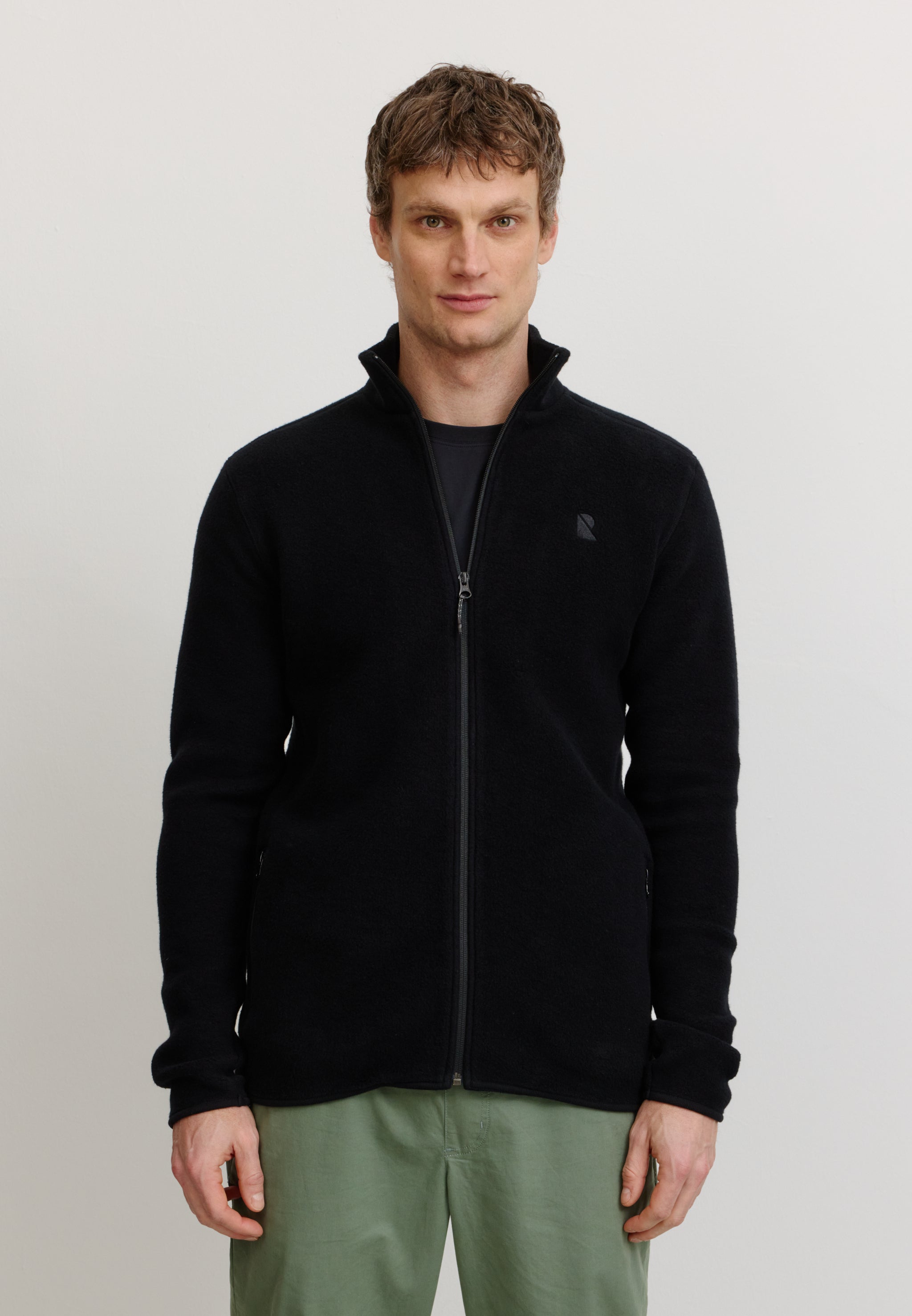 Recolution Buxus felpa zip uomo nera cotone bio