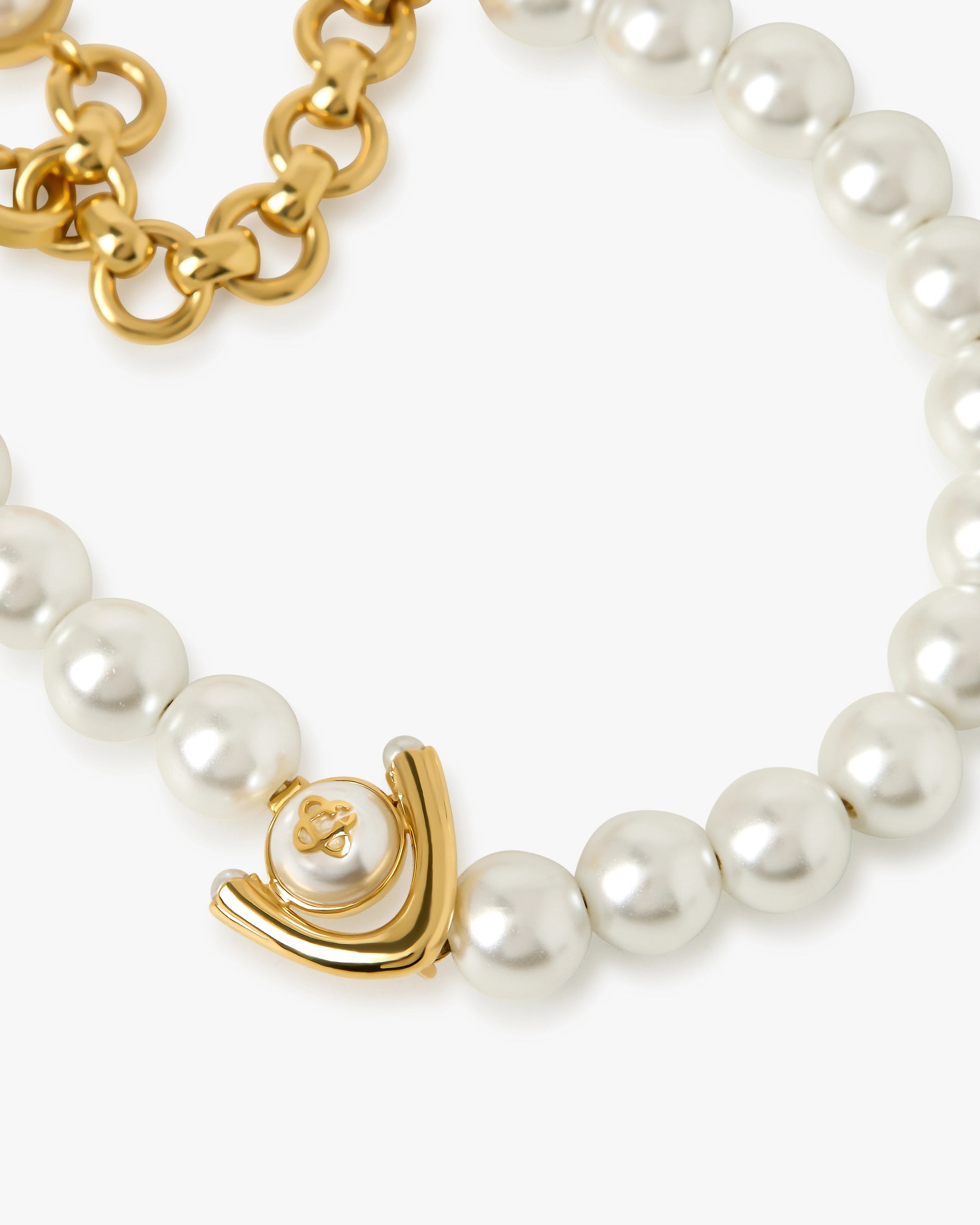Casablanca Lotus bracciale oro bianco perle regolabile