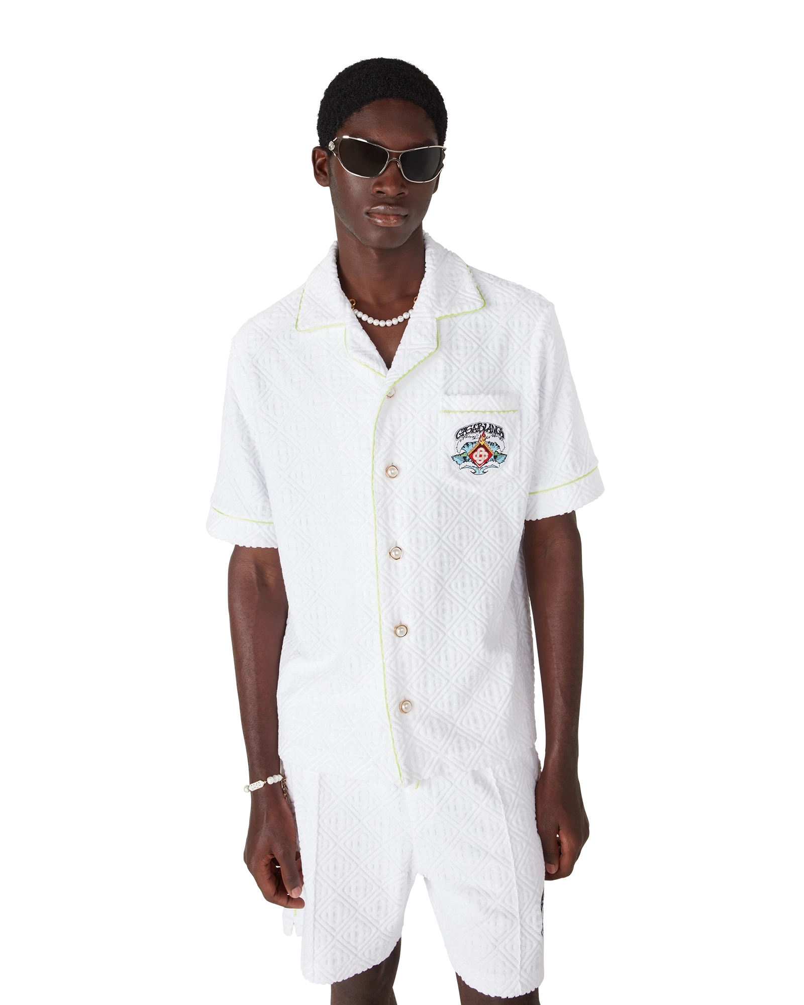 Casablanca Towelling camicia bianca spugna ricamata