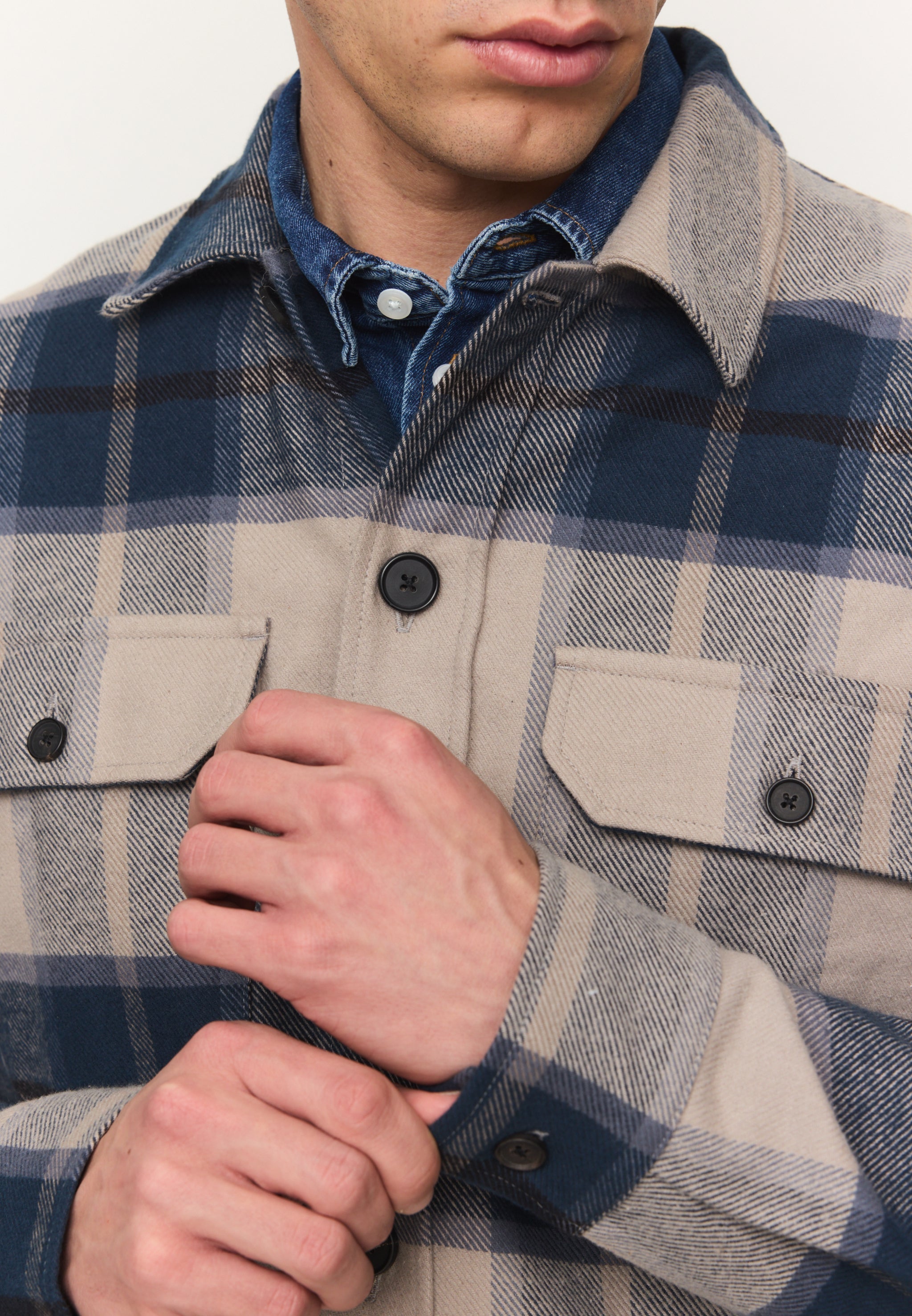 Recolution Mesquite Check camicia navy cotone bio