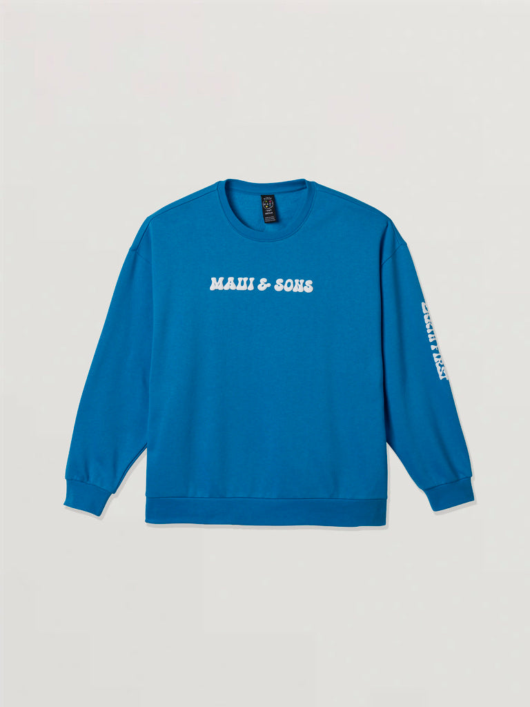 Maui and Sons Earth First felpa girocollo oversize blu oceano