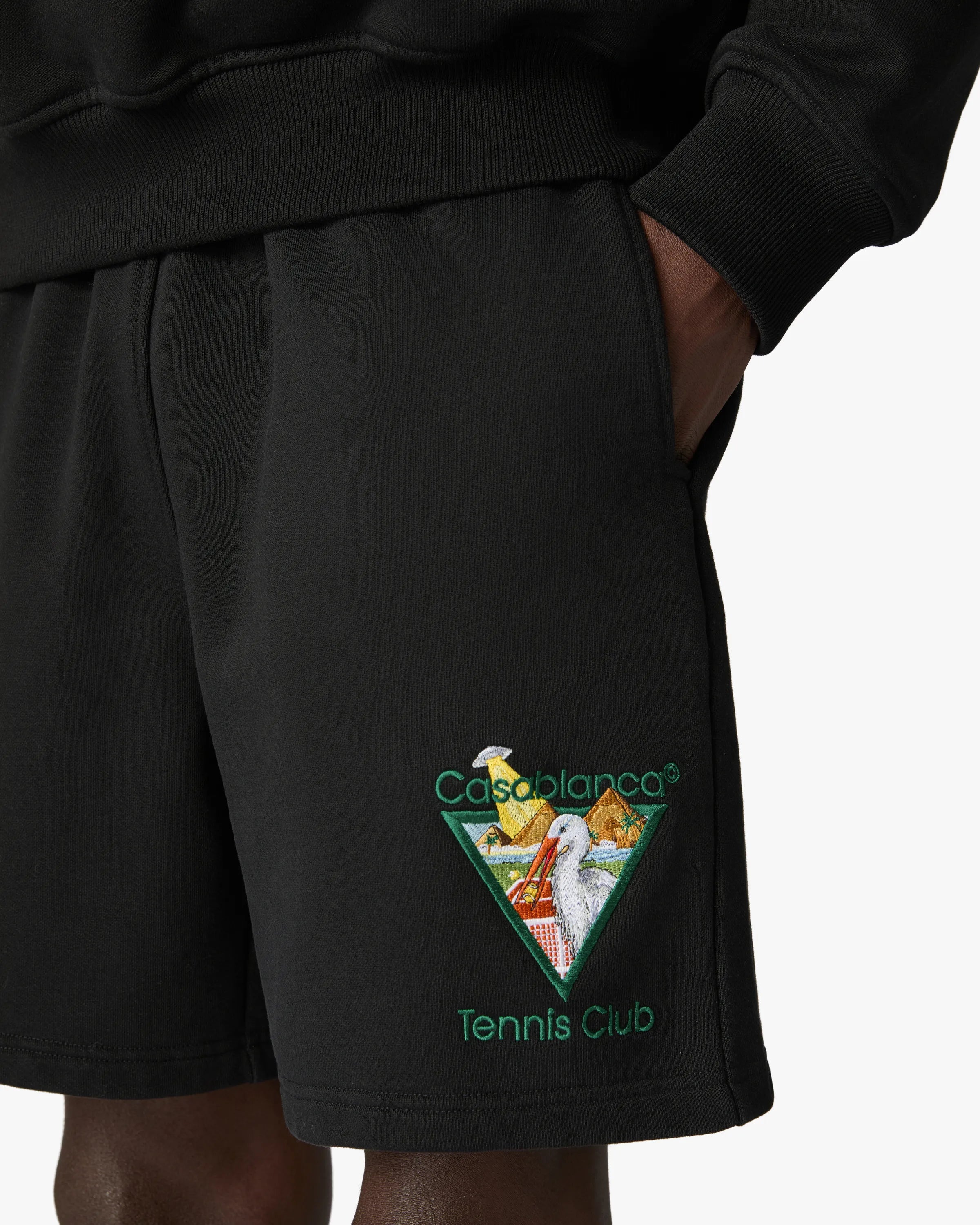 Casablanca Tennis Club Pantaloncini Neri Cotone Ricamati