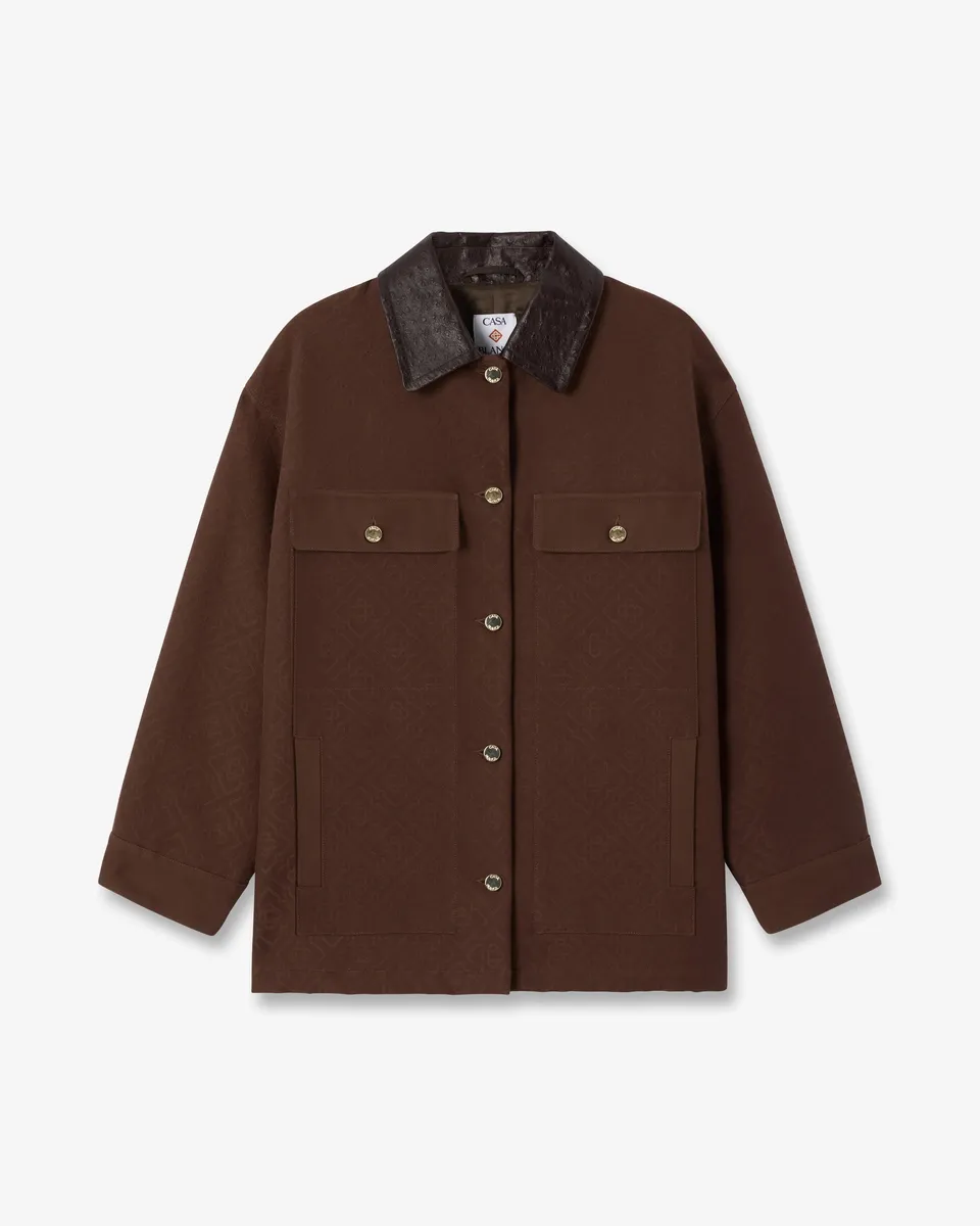 Casablanca Workwear giacca marrone pelle collo S