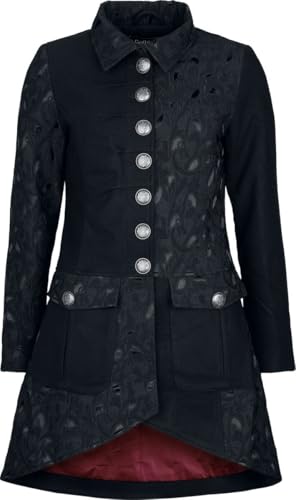 Gothicana by EMP cappotto donna nero fodera rossa broccato