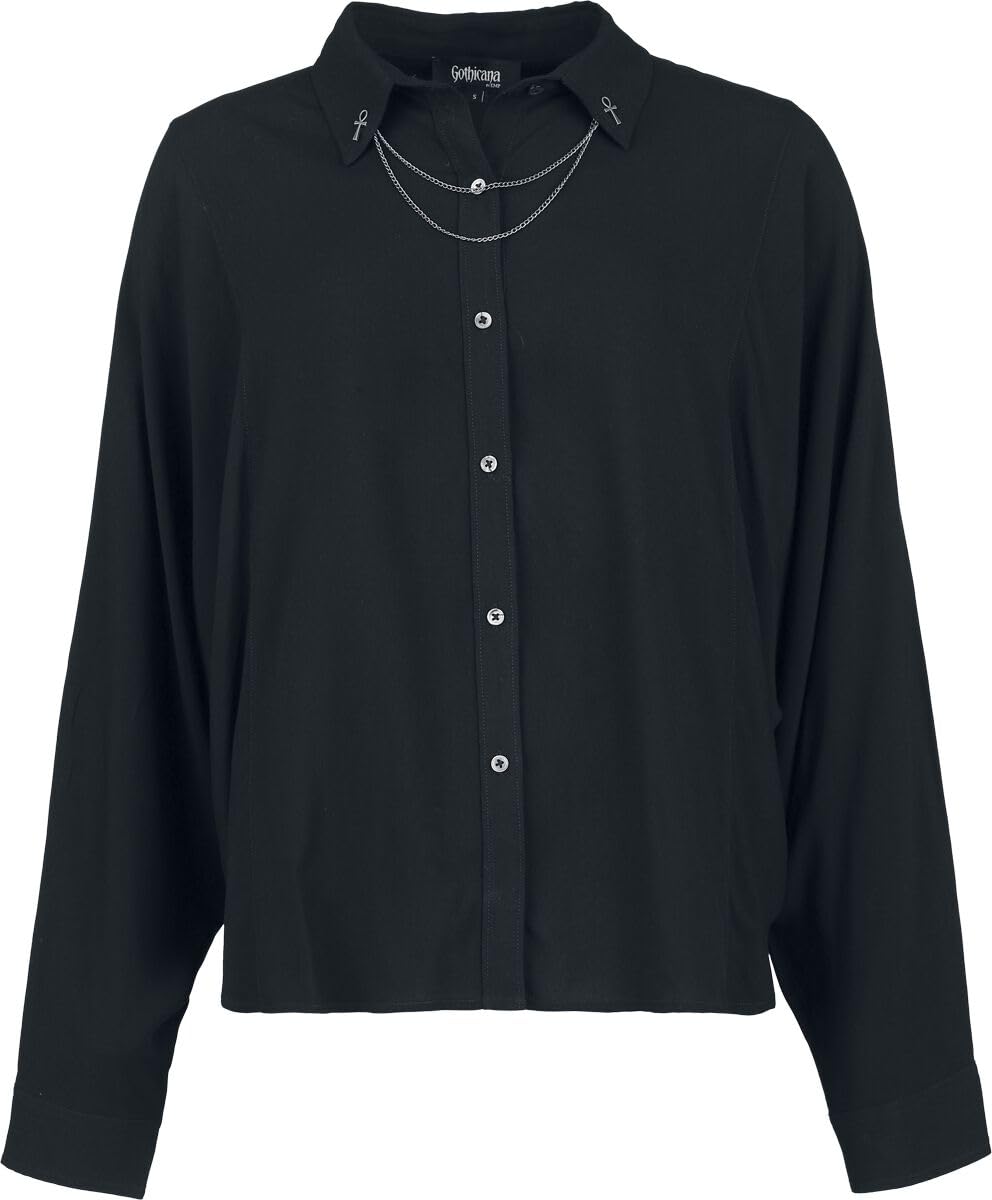 Gothicana by EMP Corporate Goth blusa donna nera taglia L gotica