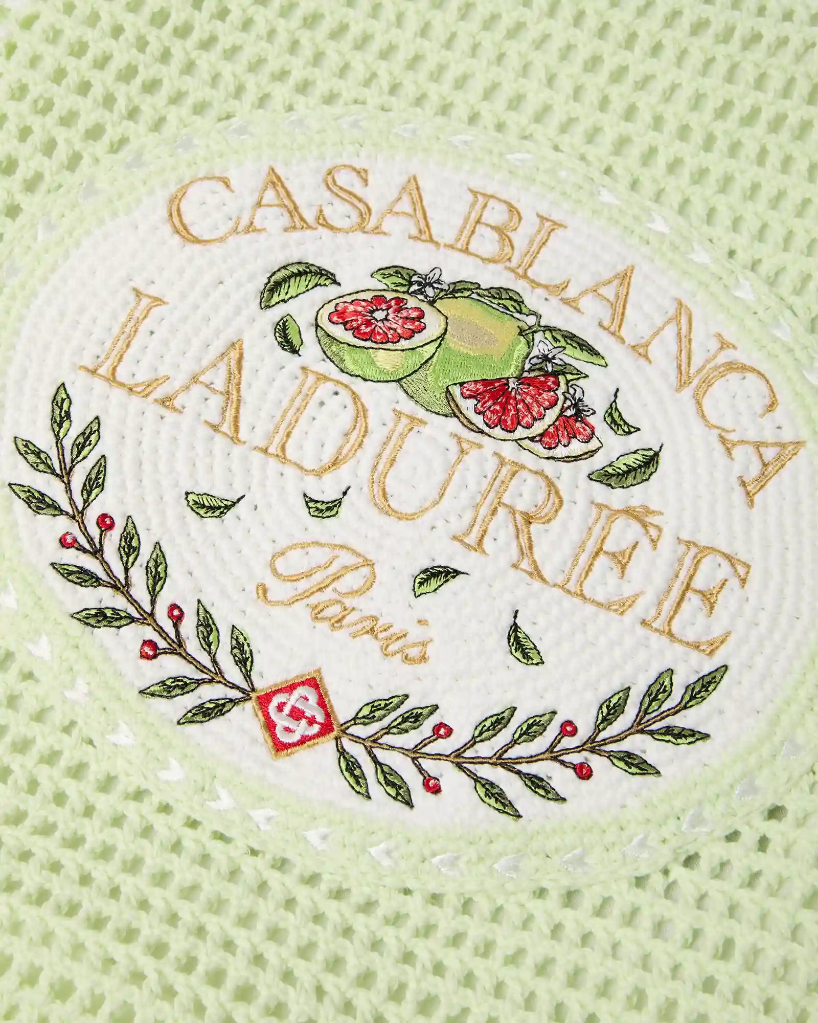 Casablanca Ladurée borsa crochet verde ricamata cotone
