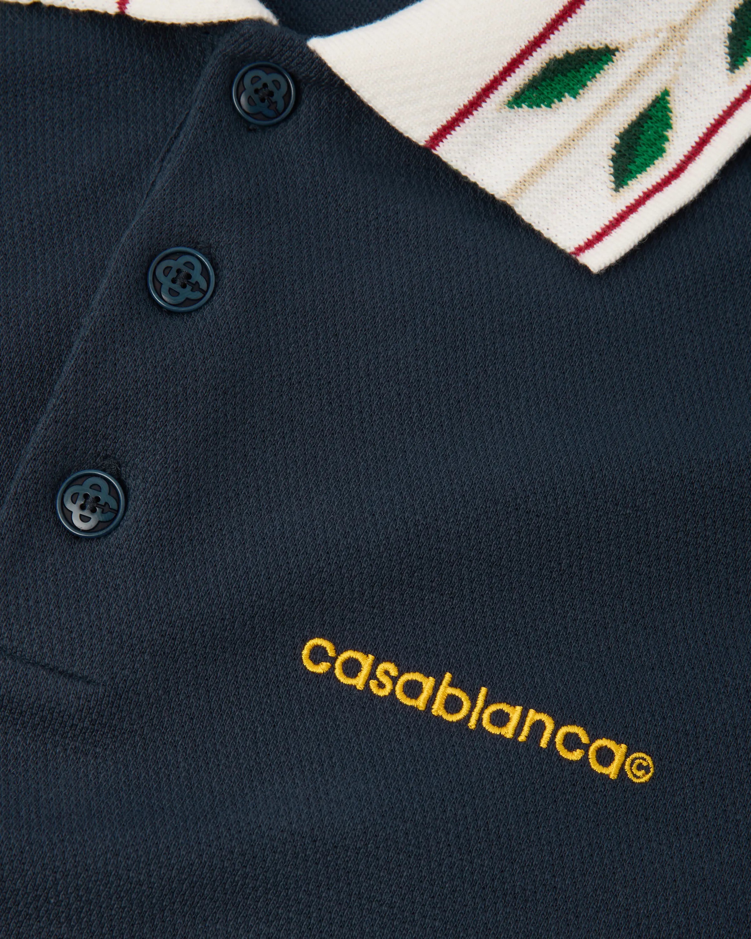 Casablanca Laurel polo piqué navy cotone bio uomo