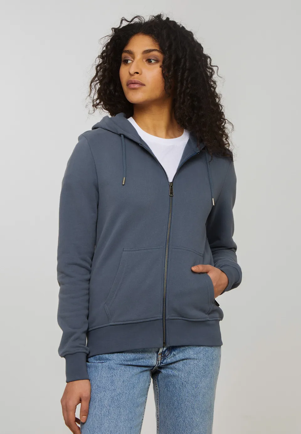 Recolution Dahlia felpa con cappuccio azzurra cotone bio