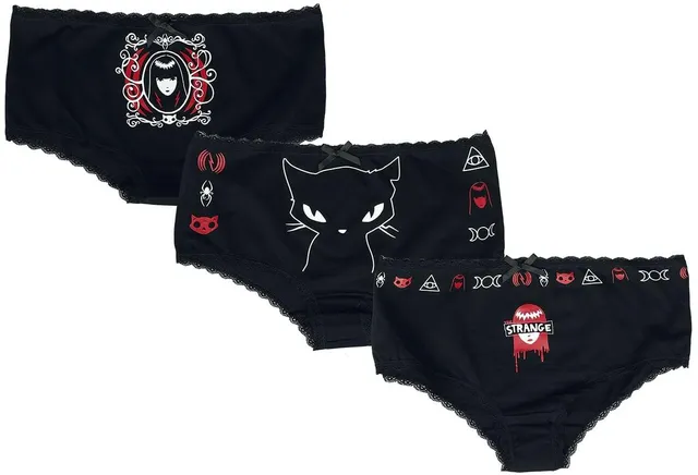 Gothicana by EMP Set 3 Slip donna pizzo nero gothic