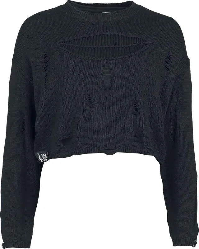 Gothicana by EMP Maglione Nero Destroyed taglia L gotico