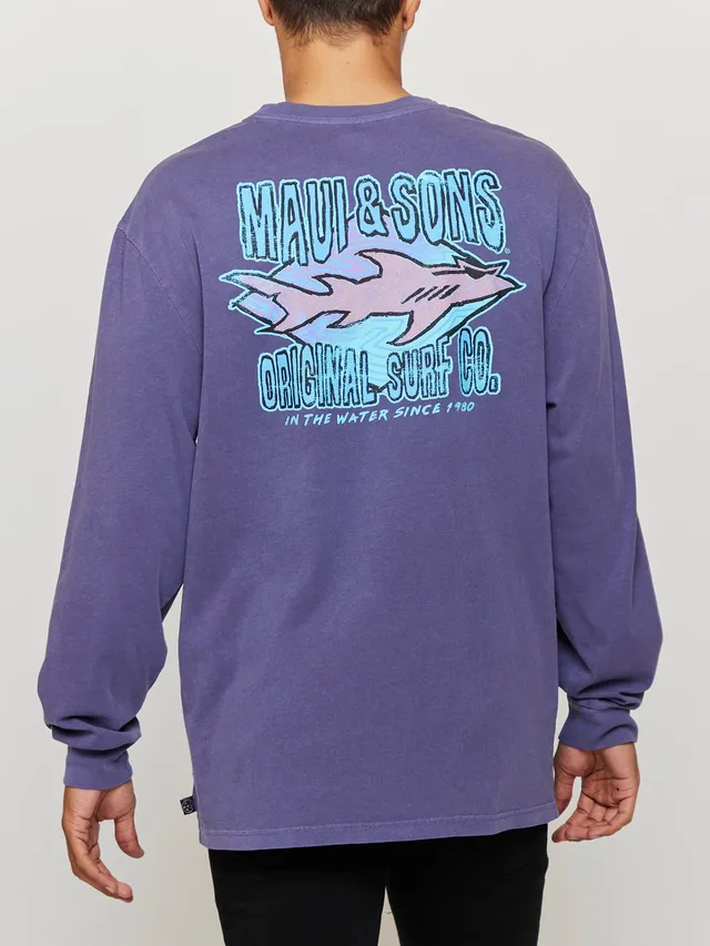 Maui and Sons Shark Surf Co. maglia manica lunga viola cotone