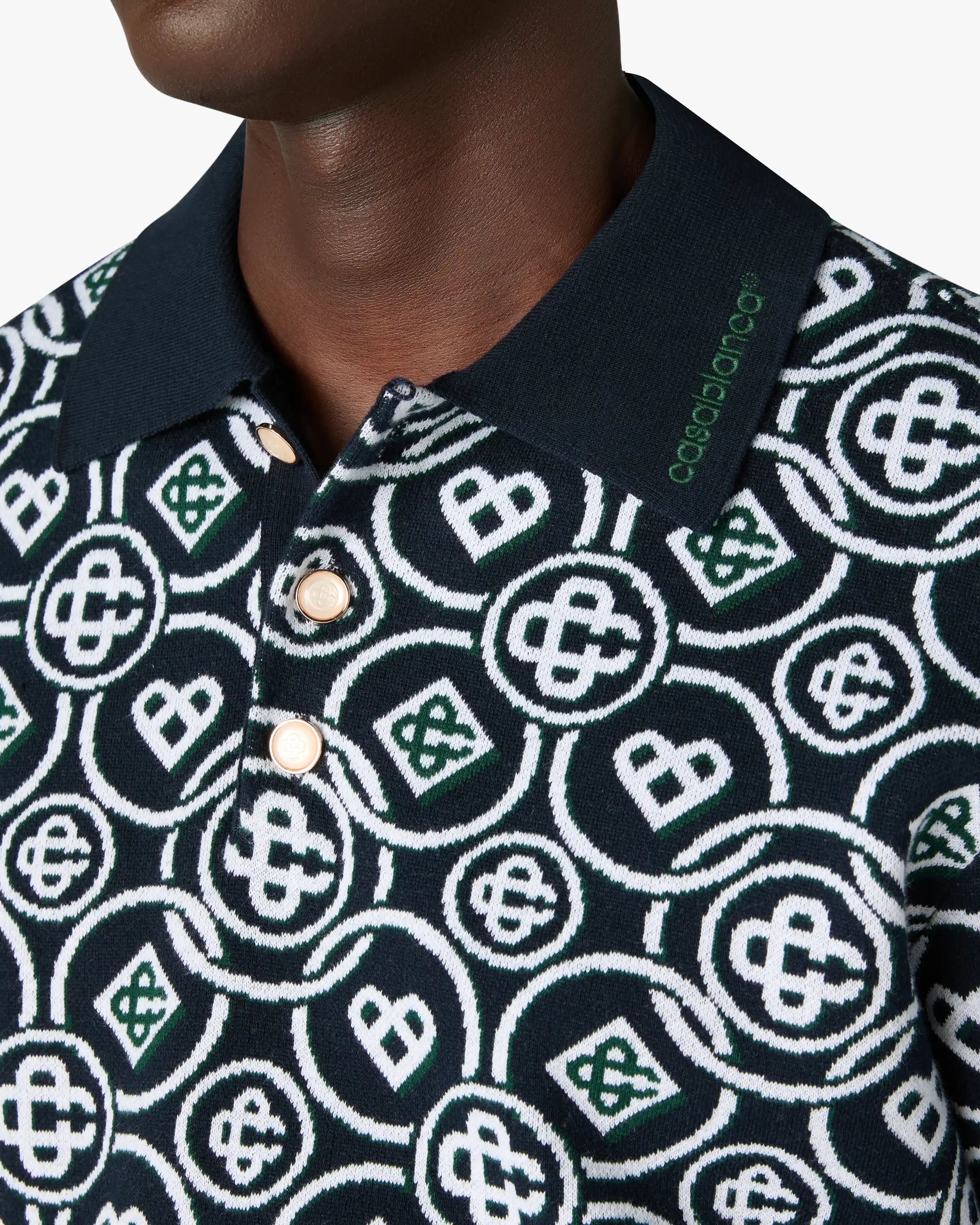 Casablanca Icon Monogram polo manica corta verde cotone