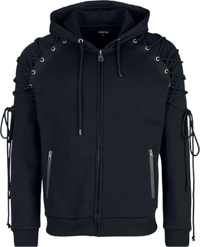 Gothicana by EMP Giacca Nera Cappuccio Occhielli Uomo
