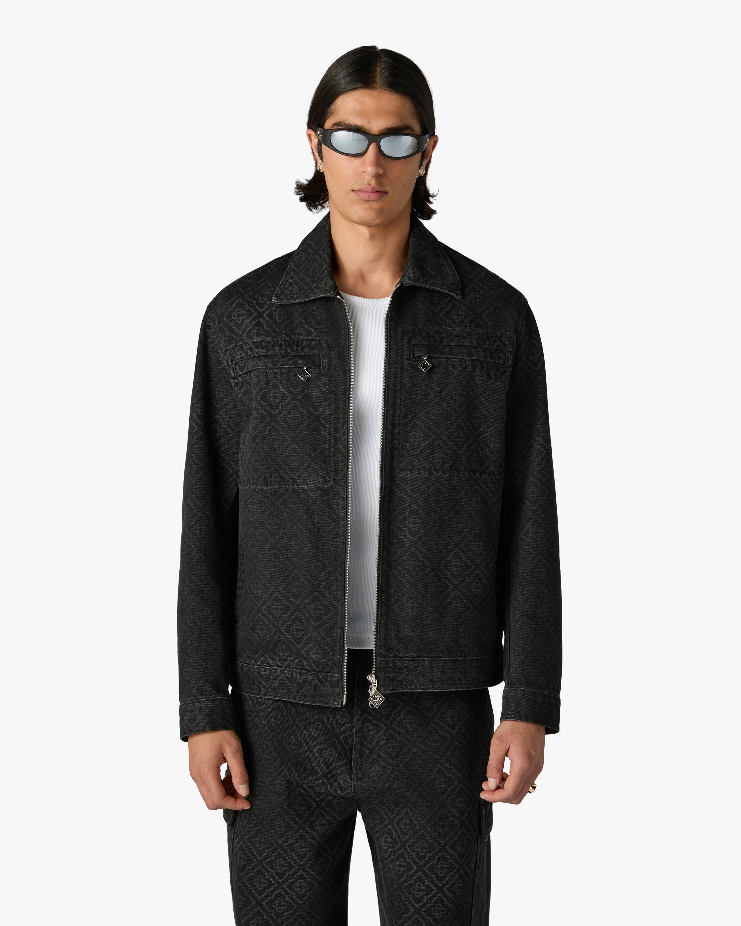 Casablanca Monogram giacca denim nera cotone