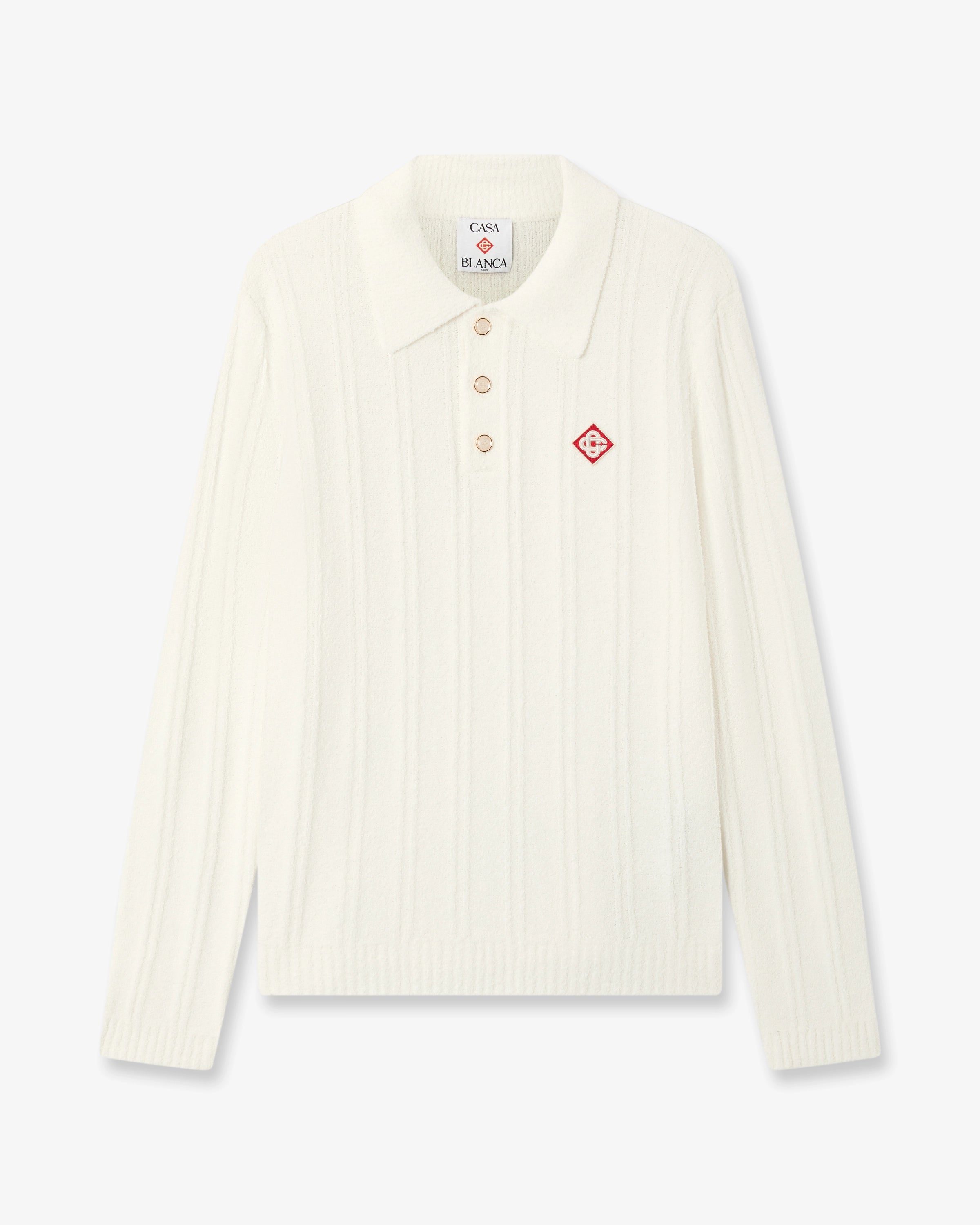 Casablanca Boucle polo manica lunga cotone bianca