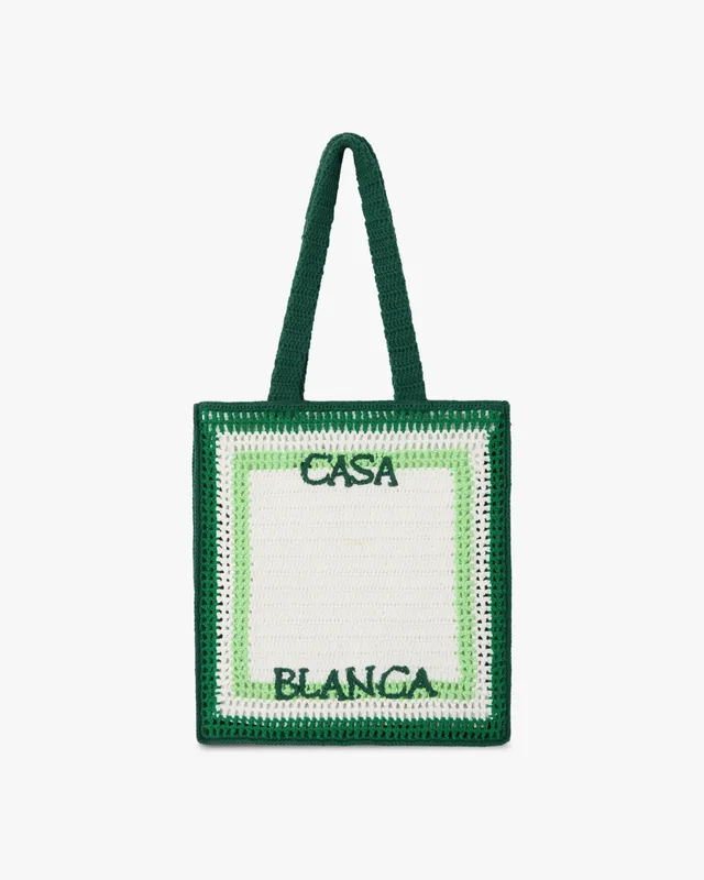 Casablanca Crochet tote borsa cotone bianco verde