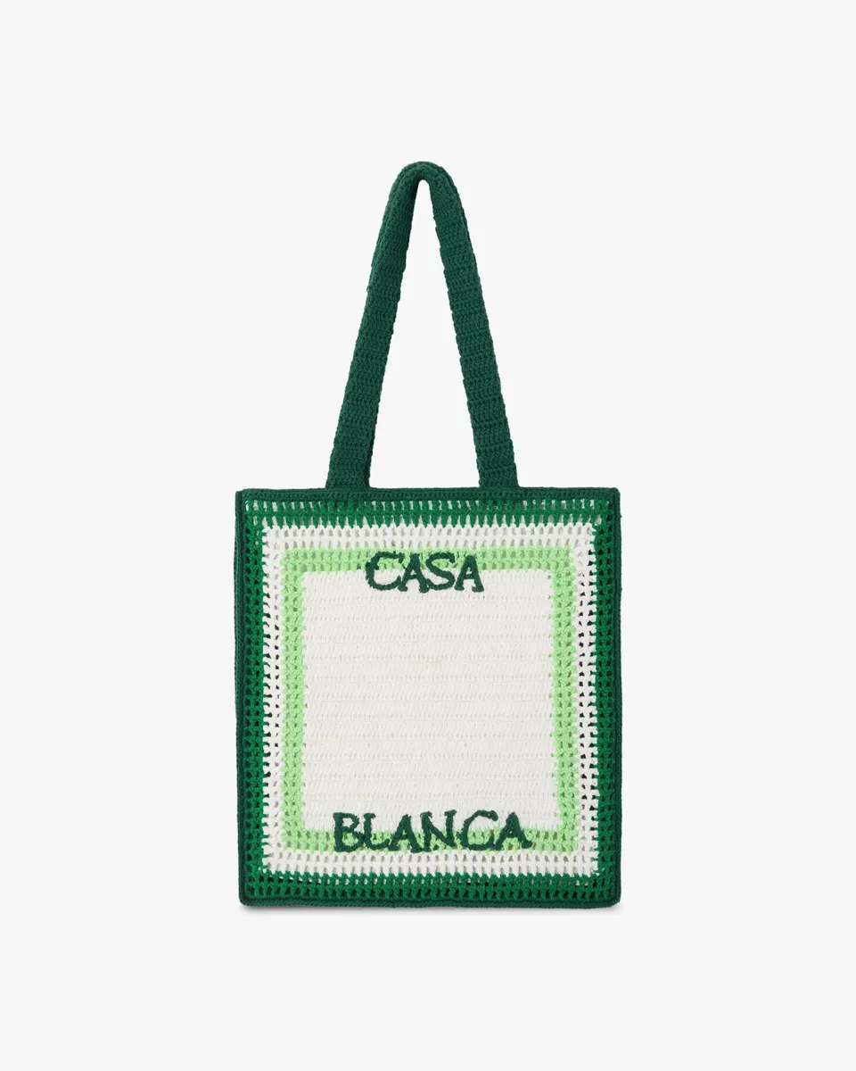 Casablanca Crochet tote borsa cotone bianco verde