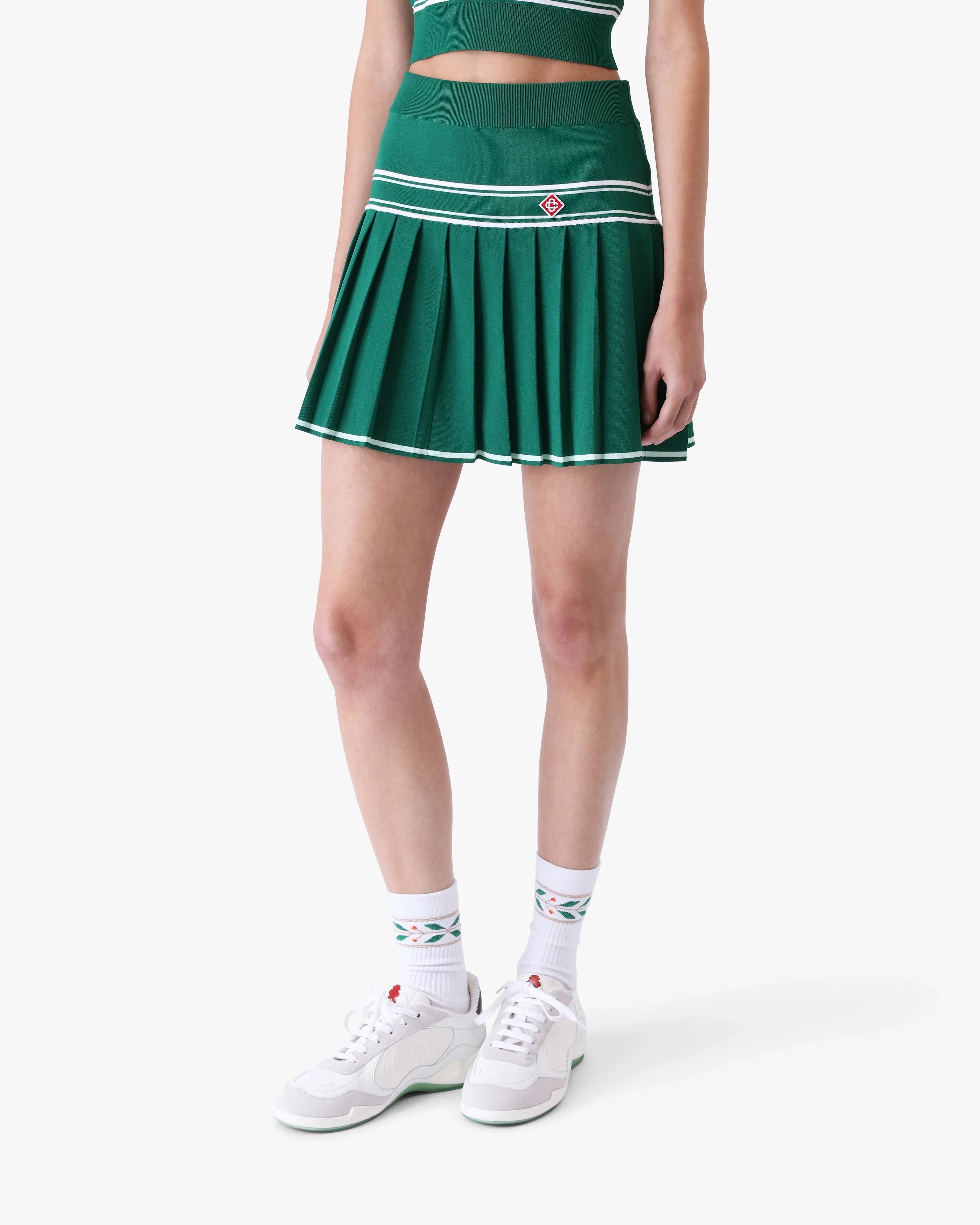 Casablanca Pleated Knit gonna mini verde plisse