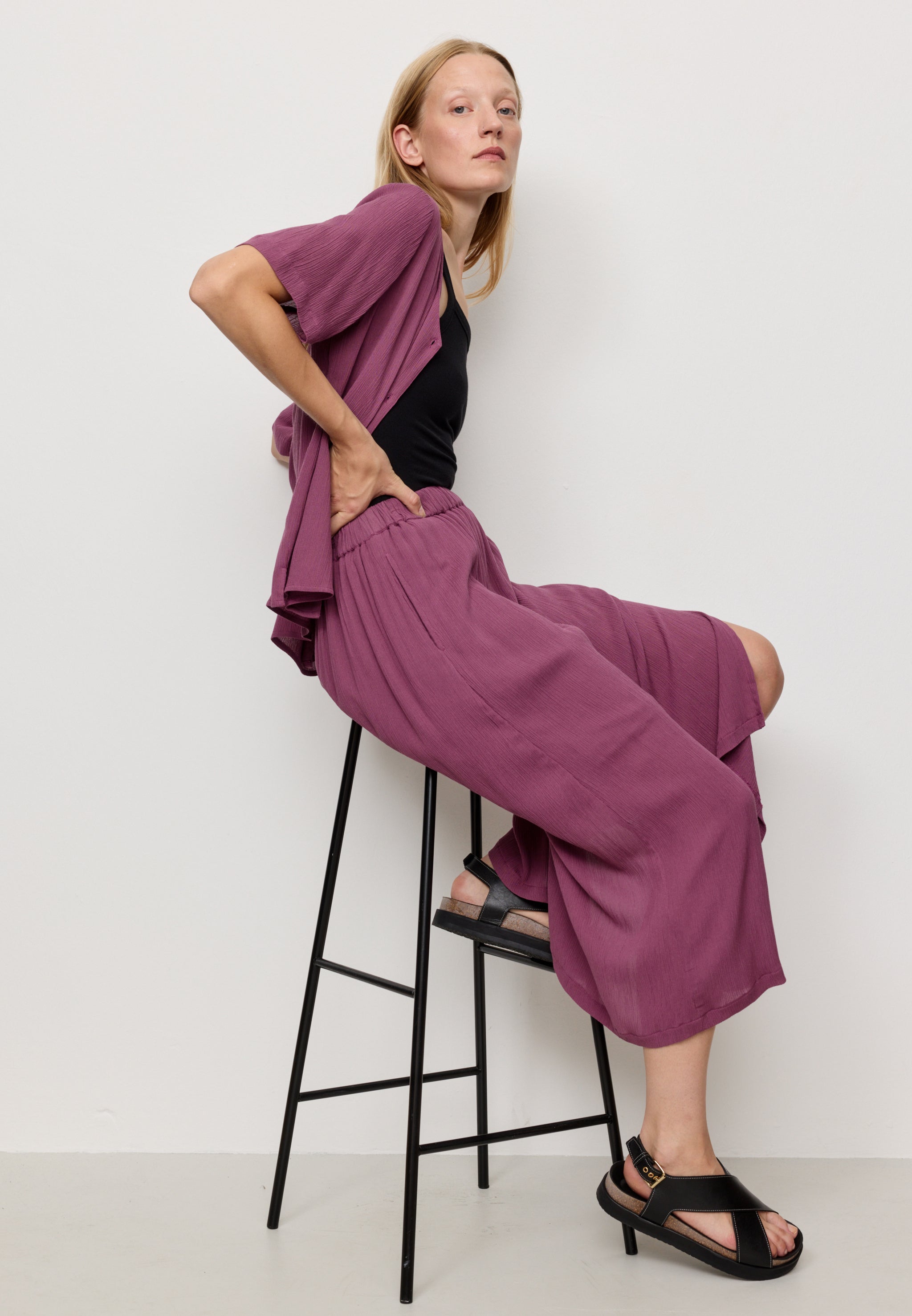 Recolution Spirea blusa bordeaux manica corta viscosa