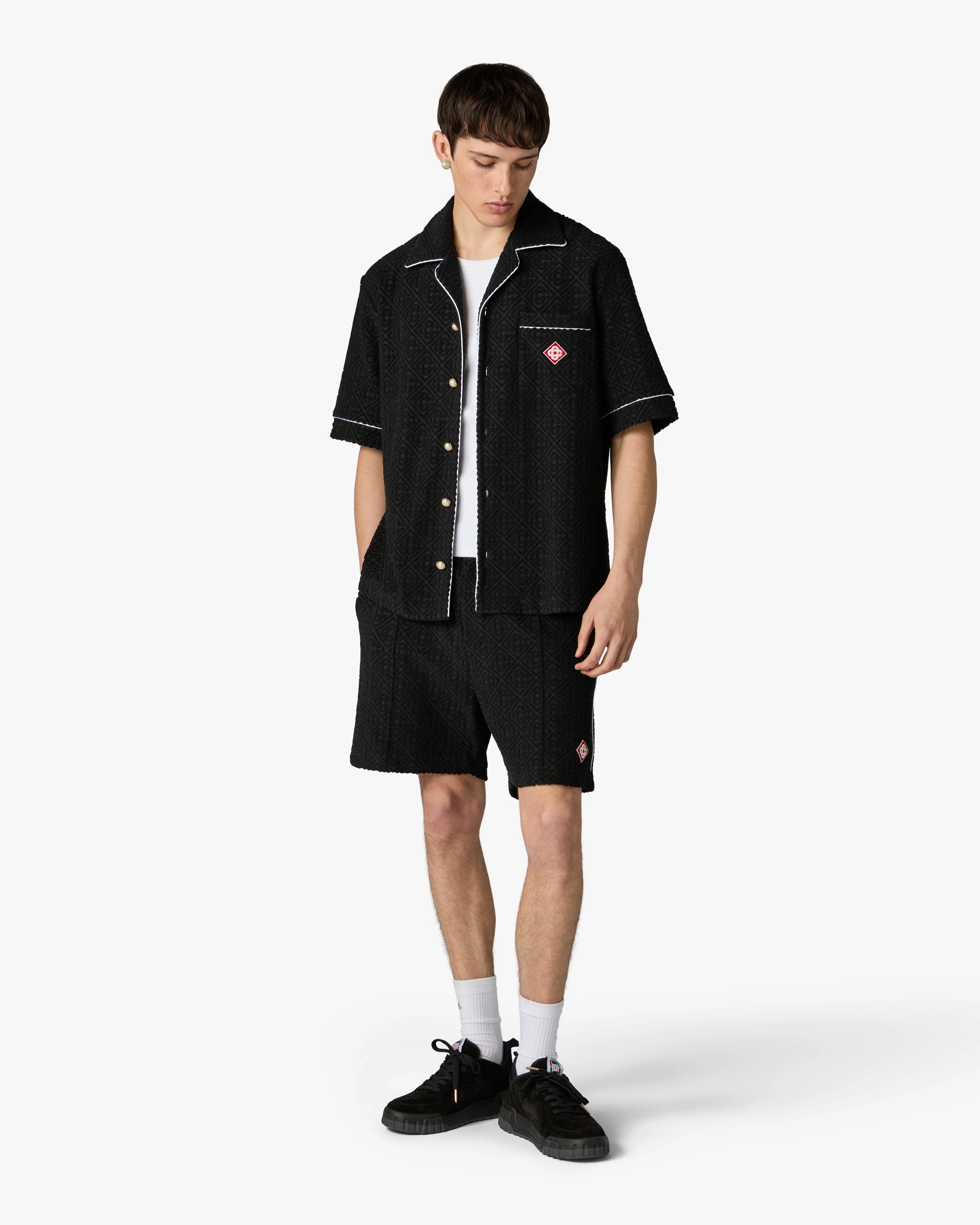 Casablanca Towelling Monogram camicia nera spugna monogram