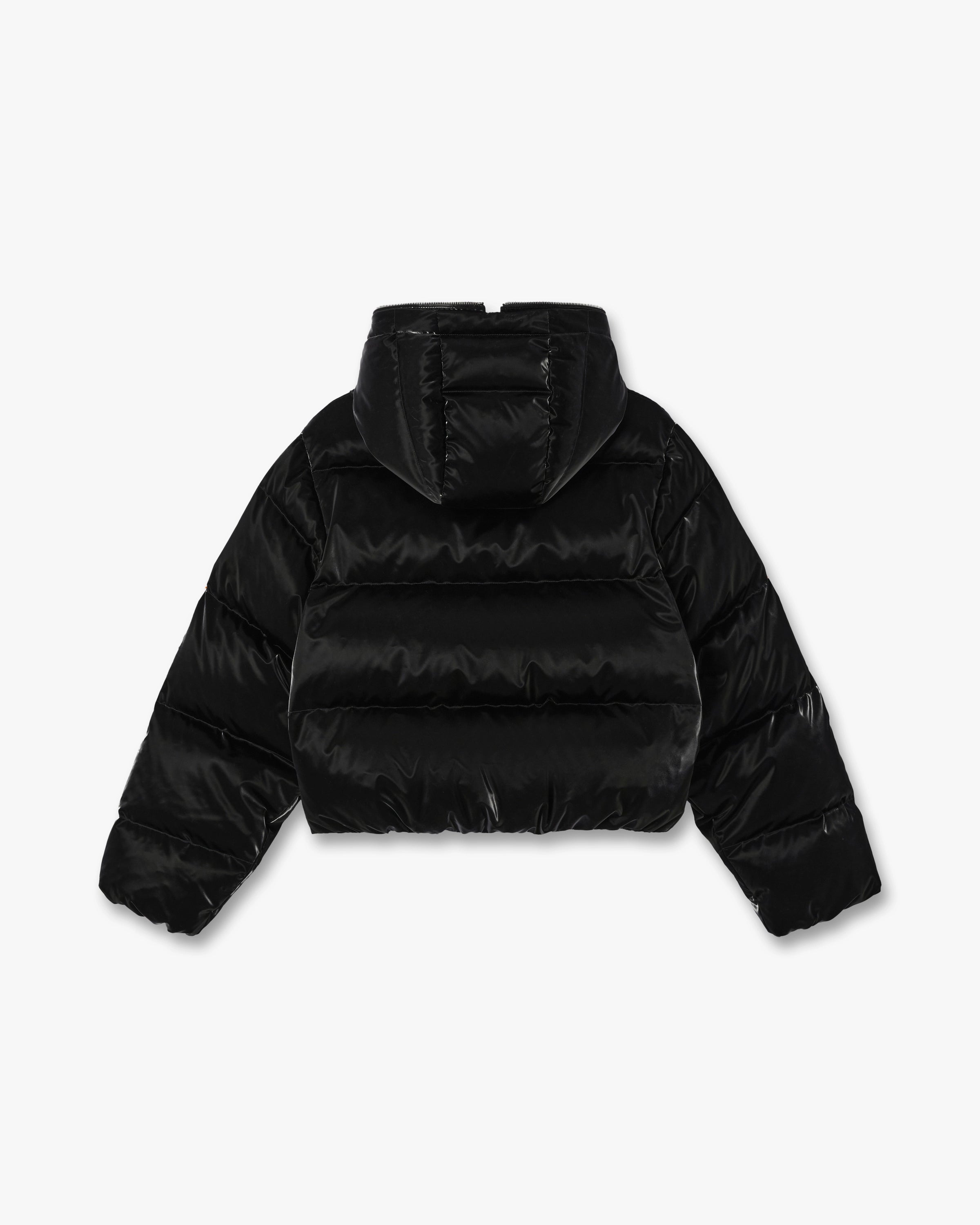 Casablanca Lacquered Cropped Piumino Donna Nero Piuma