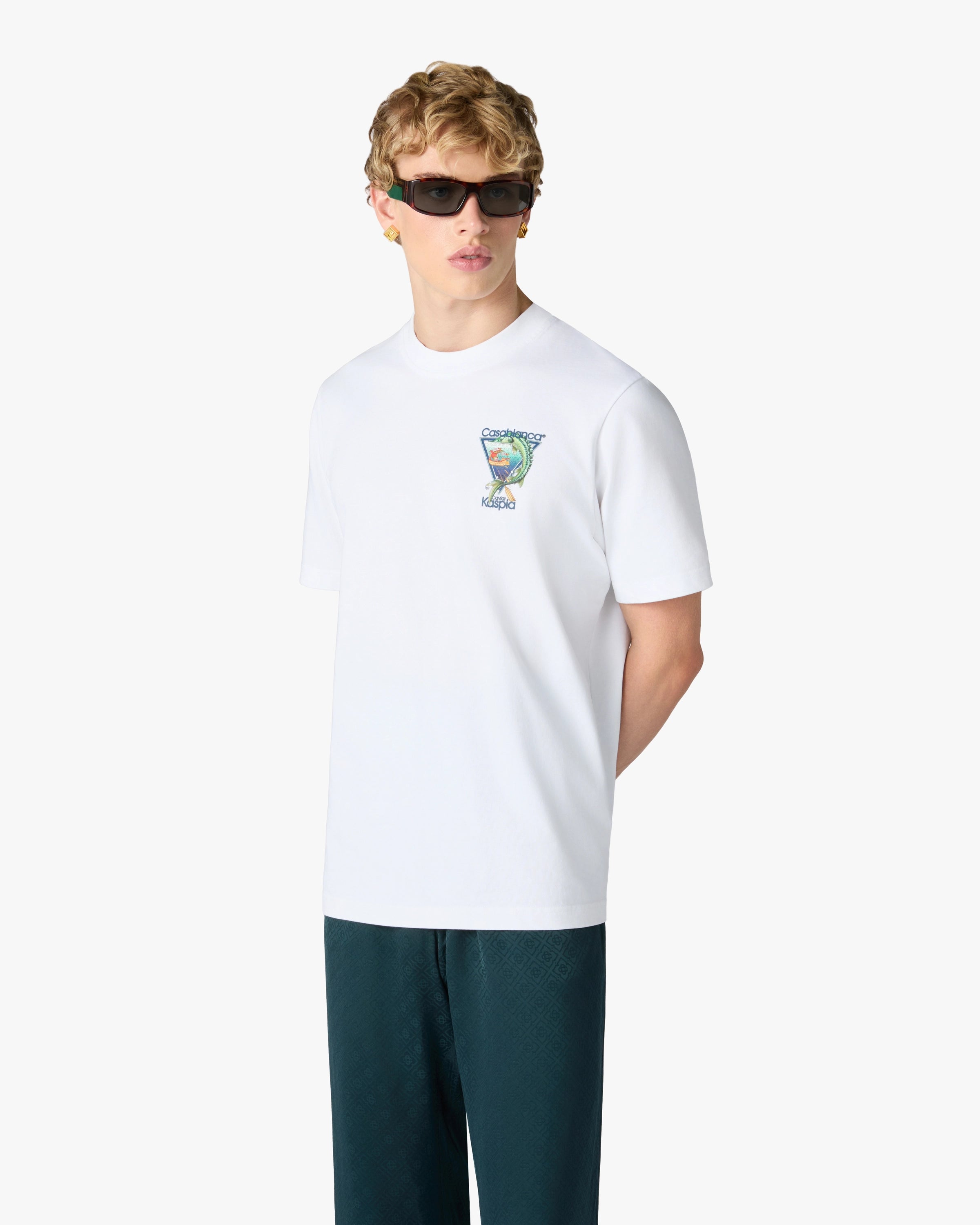 Casablanca Casa Kaspia t-shirt cotone bianca taglia M