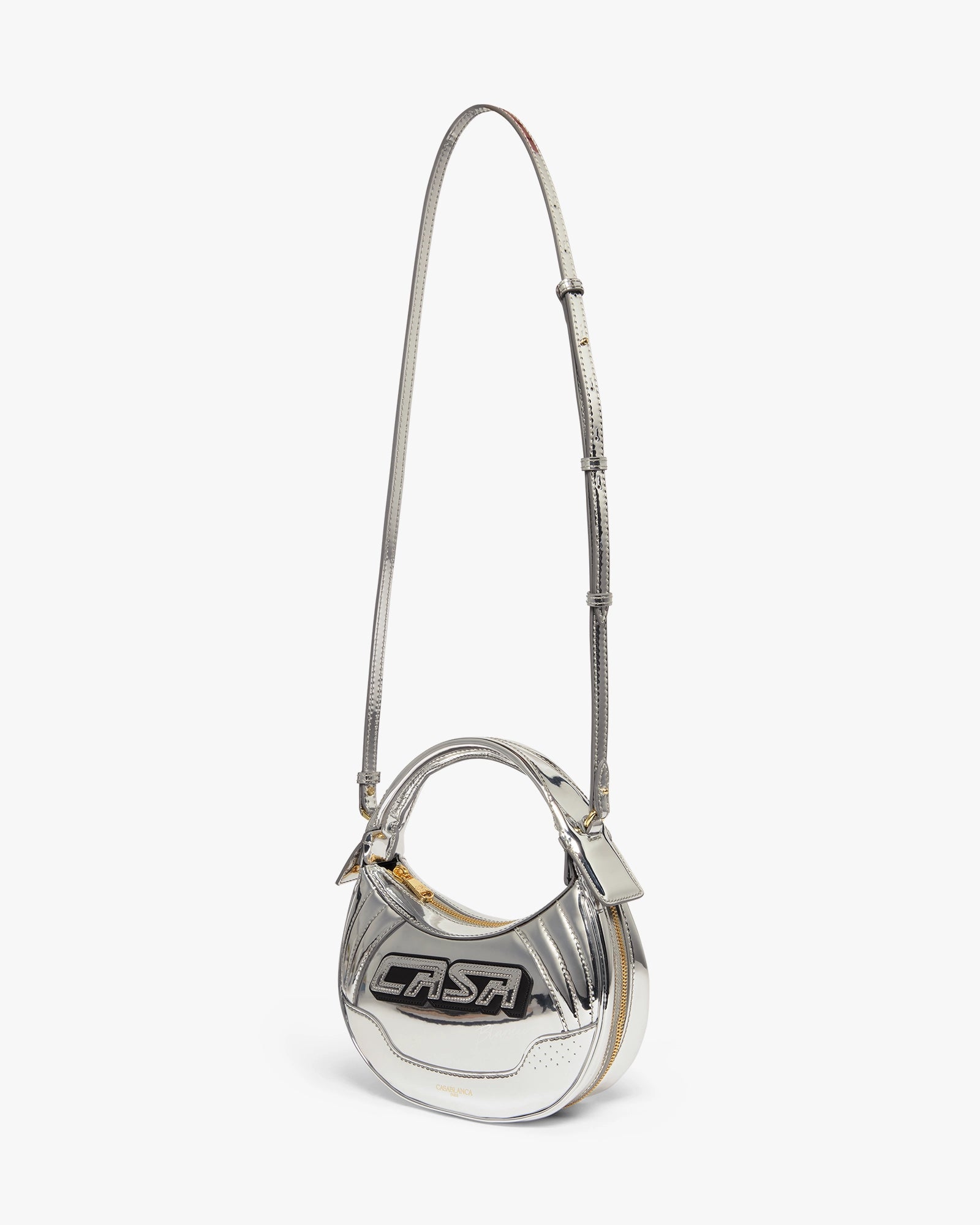 Casablanca Biker borsa argento pelle tracolla
