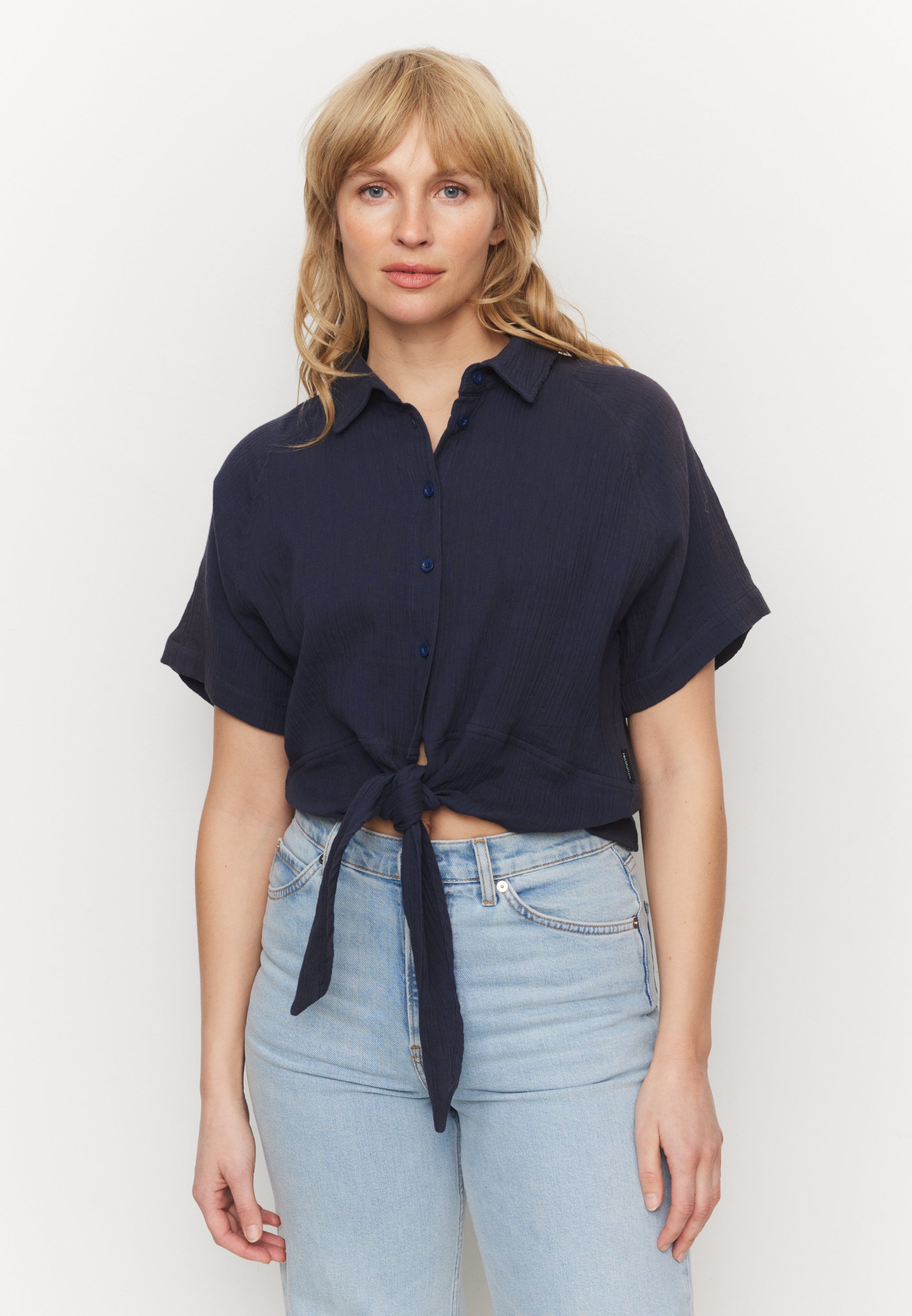 Recolution Tulip Blusa Mussola Cotone Bio Blu Navy