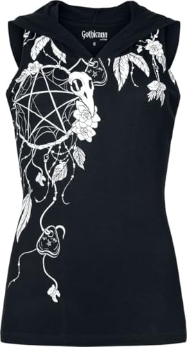 Gothicana by EMP Top Nero Cappuccio Stampa Frontale M