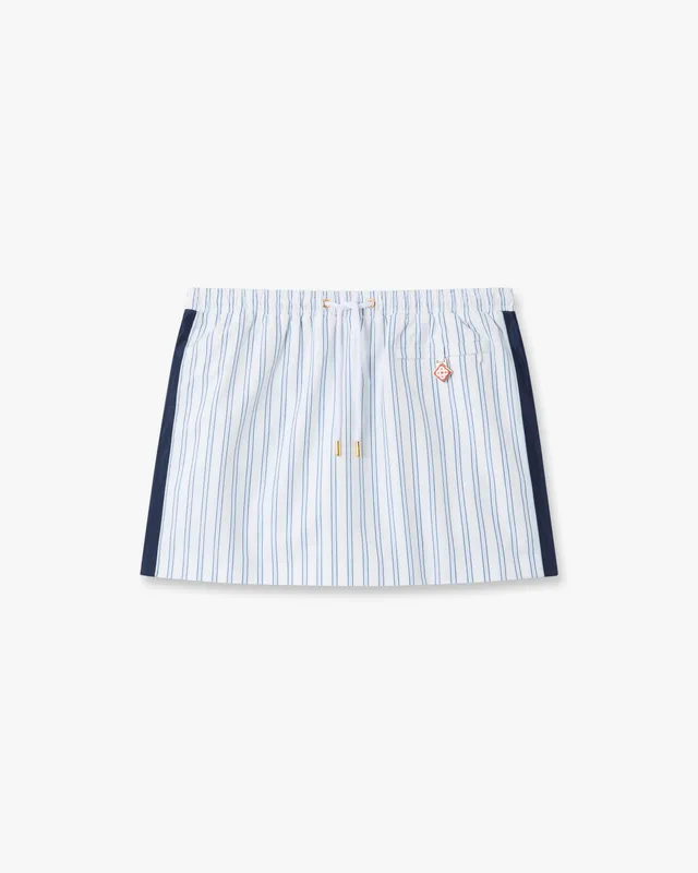 Casablanca Pinstripe minigonna bianco navy cotone linea A