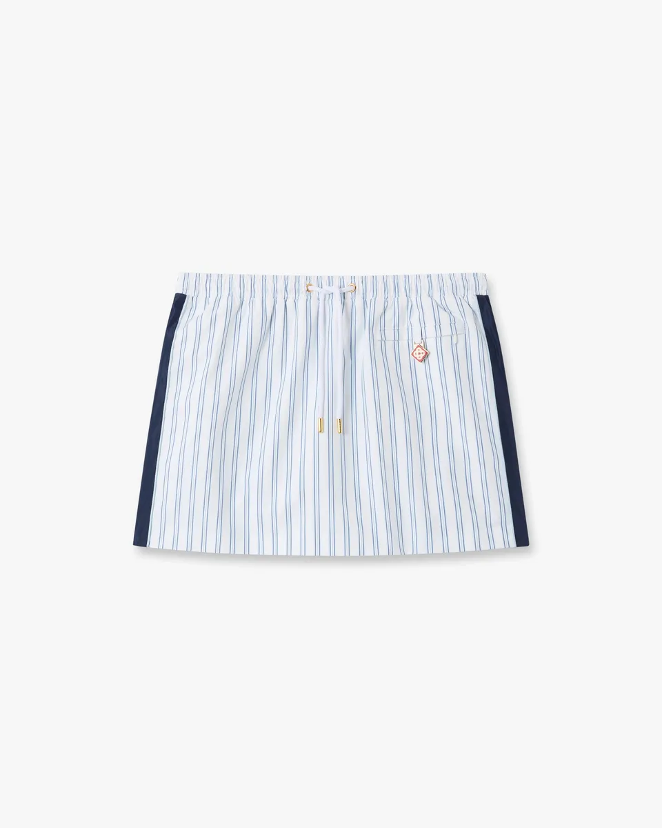 Casablanca Pinstripe minigonna bianco navy cotone linea A