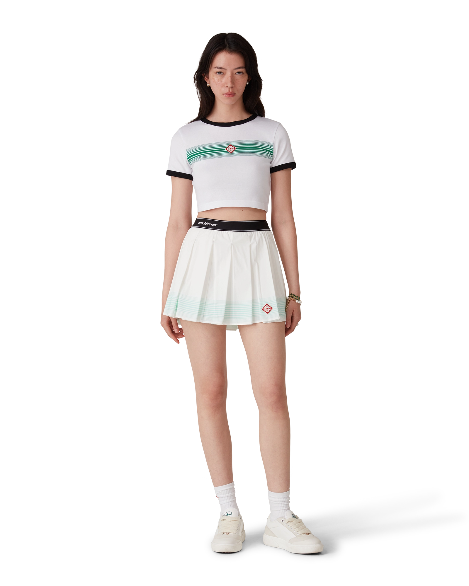 Casablanca Gradient Stripe Ringer t-shirt bianca cotone