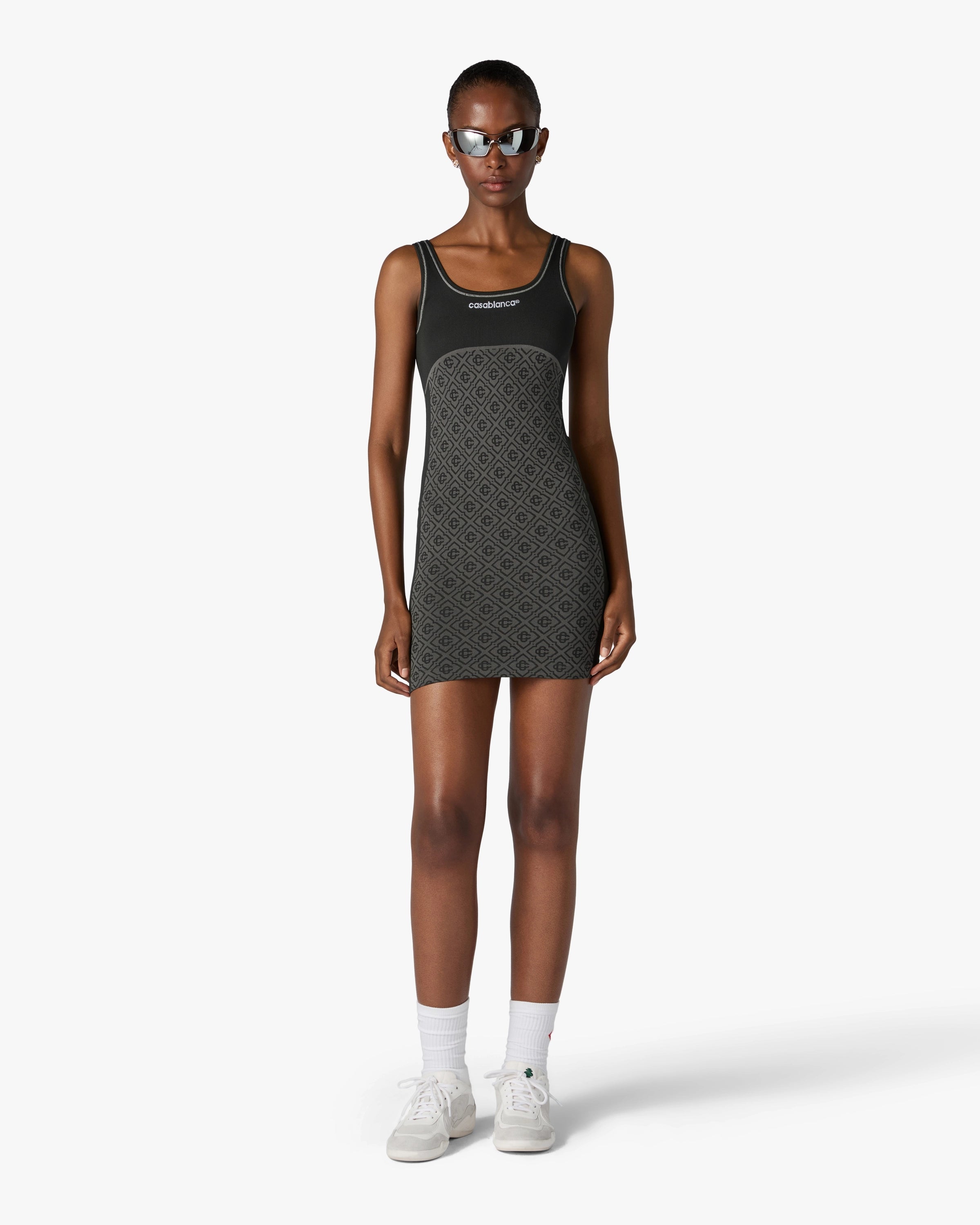 Casablanca Monogram mini dress grigio stretch