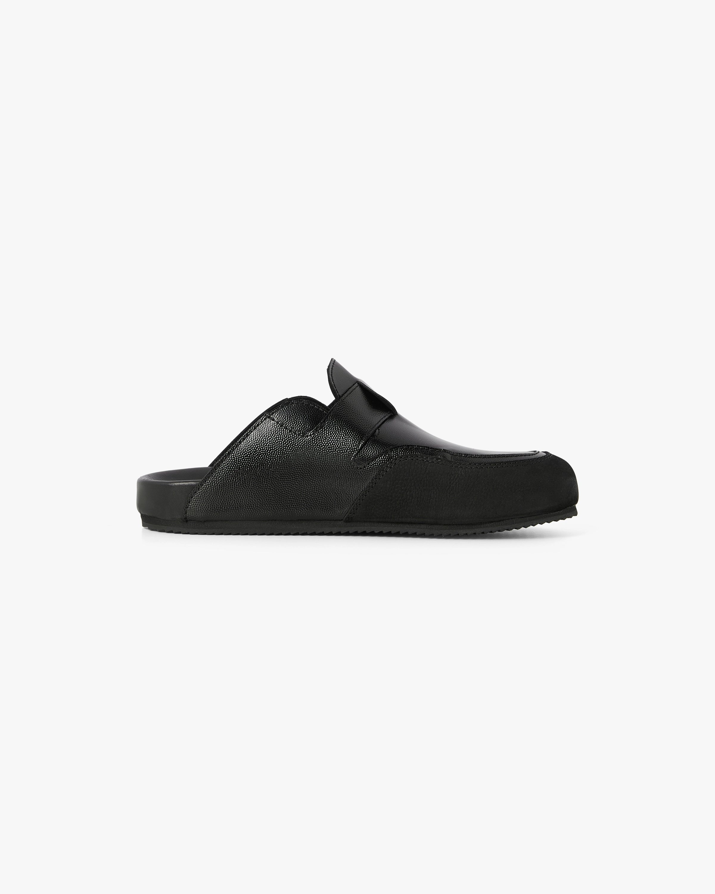 Casablanca Outdoor mule nero in pelle uomo